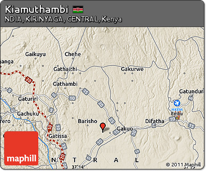 Shaded Relief Map of Kiamuthambi