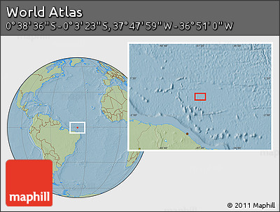 Savanna Style Location Map of the Area around 0° 21' 0" S, 37° 19' 30" W, hill shading