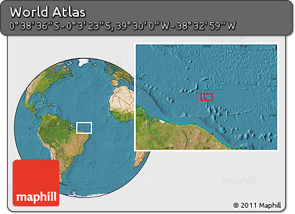 Satellite Location Map of the Area around 0° 21' 0" S, 39° 1' 29" W