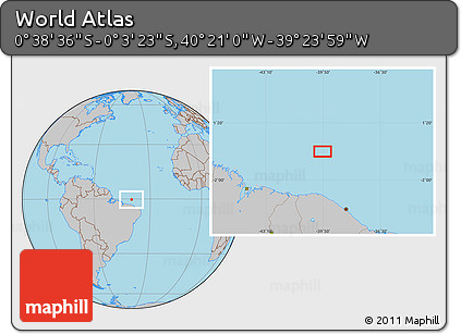 Gray Location Map of the Area around 0° 21' 0" S, 39° 52' 30" W