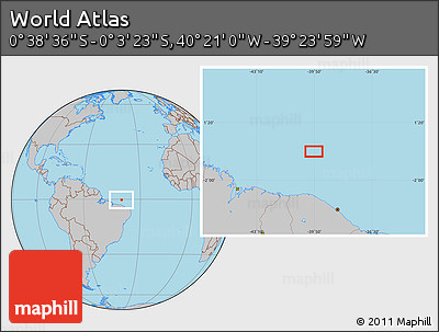 Gray Location Map of the Area around 0° 21' 0" S, 39° 52' 30" W
