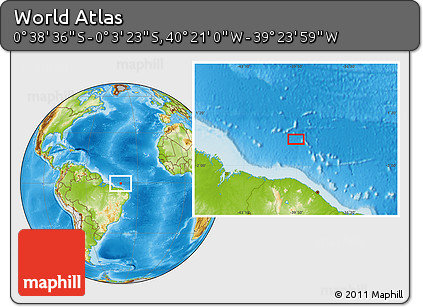 Physical Location Map of the Area around 0° 21' 0" S, 39° 52' 30" W