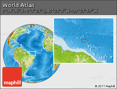 Physical Location Map of the Area around 0° 21' 0" S, 39° 52' 30" W