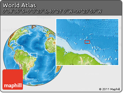 Physical Location Map of the Area around 0° 21' 0" S, 39° 52' 30" W