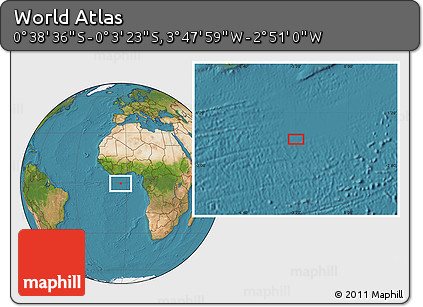 Satellite Location Map of the Area around 0° 21' 0" S, 3° 19' 30" W