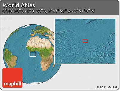 Satellite Location Map of the Area around 0° 21' 0" S, 3° 19' 30" W