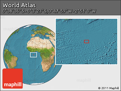 Satellite Location Map of the Area around 0° 21' 0" S, 3° 19' 30" W