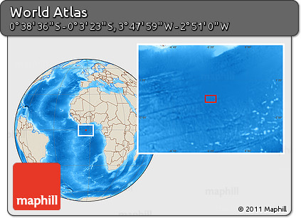 Shaded Relief Location Map of the Area around 0° 21' 0" S, 3° 19' 30" W
