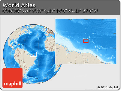 Shaded Relief Location Map of the Area around 0° 21' 0" S, 40° 43' 30" W