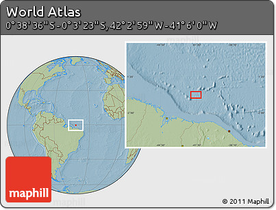 Savanna Style Location Map of the Area around 0° 21' 0" S, 41° 34' 30" W, hill shading