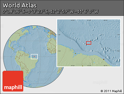 Savanna Style Location Map of the Area around 0° 21' 0" S, 41° 34' 30" W, hill shading