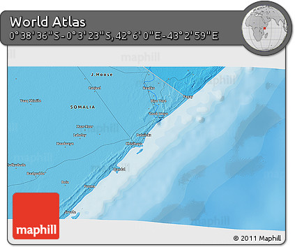 Political 3D Map of the Area around 0° 21' 0" S, 42° 34' 30" E
