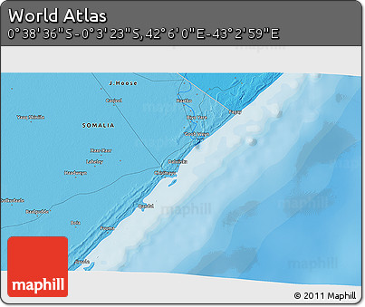 Political 3D Map of the Area around 0° 21' 0" S, 42° 34' 30" E