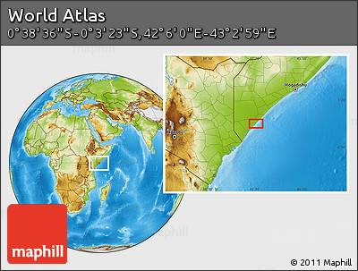 Physical Location Map of the Area around 0° 21' 0" S, 42° 34' 30" E