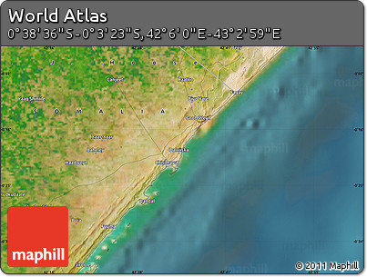 Satellite Map of the Area around 0° 21' 0" S, 42° 34' 30" E
