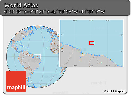 Gray Location Map of the Area around 0° 21' 0" S, 42° 25' 29" W