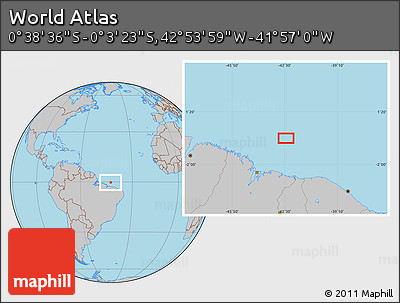 Gray Location Map of the Area around 0° 21' 0" S, 42° 25' 29" W