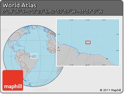 Gray Location Map of the Area around 0° 21' 0" S, 42° 25' 29" W