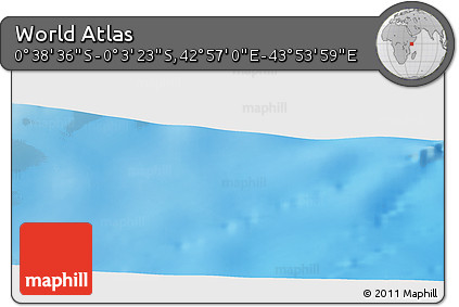 Shaded Relief Panoramic Map of the Area around 0° 21' 0" S, 43° 25' 29" E