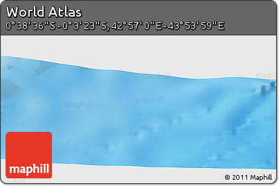 Shaded Relief Panoramic Map of the Area around 0° 21' 0" S, 43° 25' 29" E