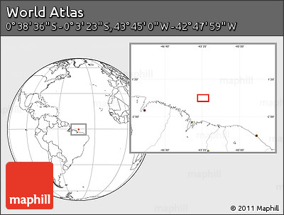 Blank Location Map of the Area around 0° 21' 0" S, 43° 16' 29" W