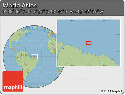 Savanna Style Location Map of the Area around 0° 21' 0" S, 43° 16' 29" W