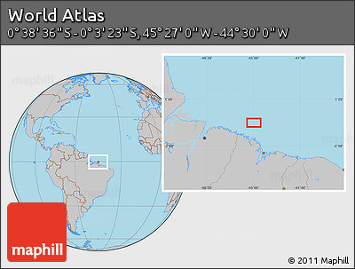 Gray Location Map of the Area around 0° 21' 0" S, 44° 58' 30" W