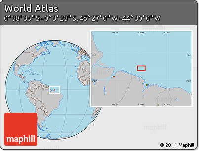 Gray Location Map of the Area around 0° 21' 0" S, 44° 58' 30" W