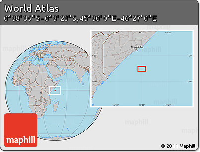 Gray Location Map of the Area around 0° 21' 0" S, 45° 58' 30" E
