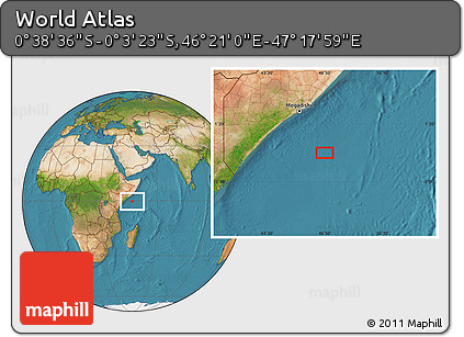 Satellite Location Map of the Area around 0° 21' 0" S, 46° 49' 30" E