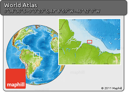 Physical Location Map of the Area around 0° 21' 0" S, 46° 40' 29" W