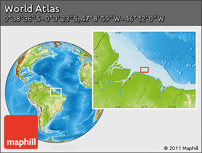 Physical Location Map of the Area around 0° 21' 0" S, 46° 40' 29" W