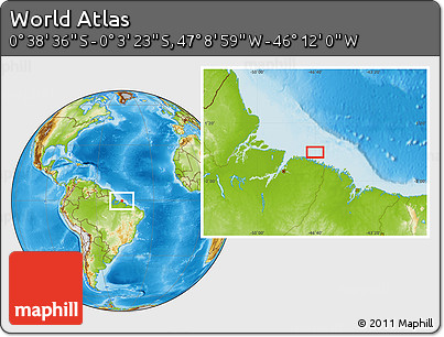 Physical Location Map of the Area around 0° 21' 0" S, 46° 40' 29" W