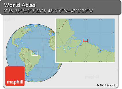 Savanna Style Location Map of the Area around 0° 21' 0" S, 47° 31' 29" W