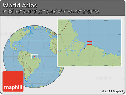 Savanna Style Location Map of the Area around 0° 21' 0" S, 47° 31' 29" W