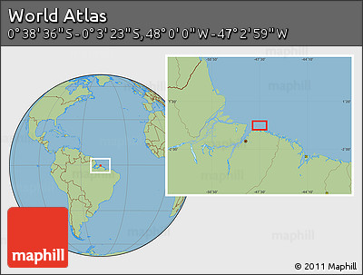 Savanna Style Location Map of the Area around 0° 21' 0" S, 47° 31' 29" W