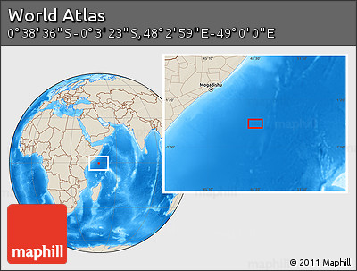 Shaded Relief Location Map of the Area around 0° 21' 0" S, 48° 31' 29" E