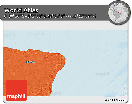 Political 3D Map of the Area around 0° 21' 0" S, 48° 22' 30" W
