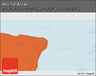 Political 3D Map of the Area around 0° 21' 0" S, 48° 22' 30" W
