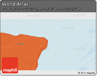 Political 3D Map of the Area around 0° 21' 0" S, 48° 22' 30" W
