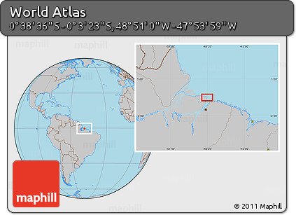 Gray Location Map of the Area around 0° 21' 0" S, 48° 22' 30" W