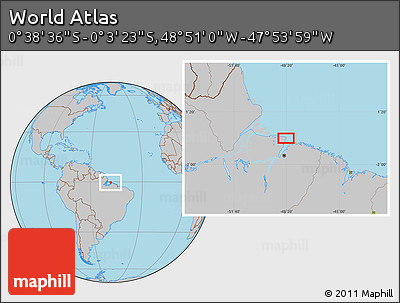 Gray Location Map of the Area around 0° 21' 0" S, 48° 22' 30" W