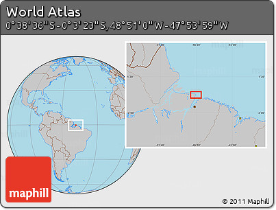 Gray Location Map of the Area around 0° 21' 0" S, 48° 22' 30" W