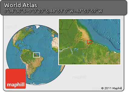 Satellite Location Map of the Area around 0° 21' 0" S, 48° 22' 30" W