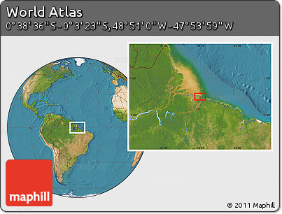 Satellite Location Map of the Area around 0° 21' 0" S, 48° 22' 30" W