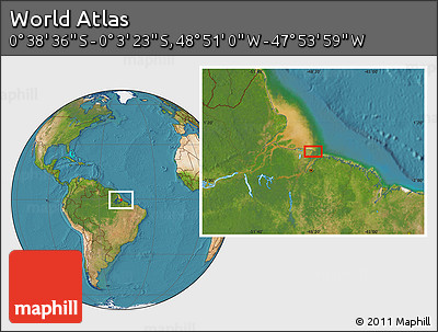 Satellite Location Map of the Area around 0° 21' 0" S, 48° 22' 30" W