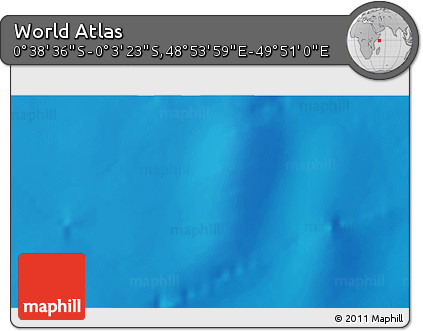 Shaded Relief 3D Map of the Area around 0° 21' 0" S, 49° 22' 30" E