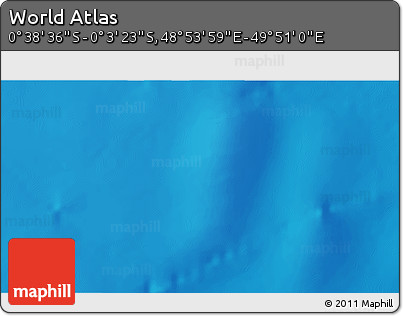Shaded Relief 3D Map of the Area around 0° 21' 0" S, 49° 22' 30" E