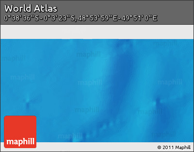 Shaded Relief 3D Map of the Area around 0° 21' 0" S, 49° 22' 30" E