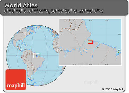 Gray Location Map of the Area around 0° 21' 0" S, 50° 4' 30" W
